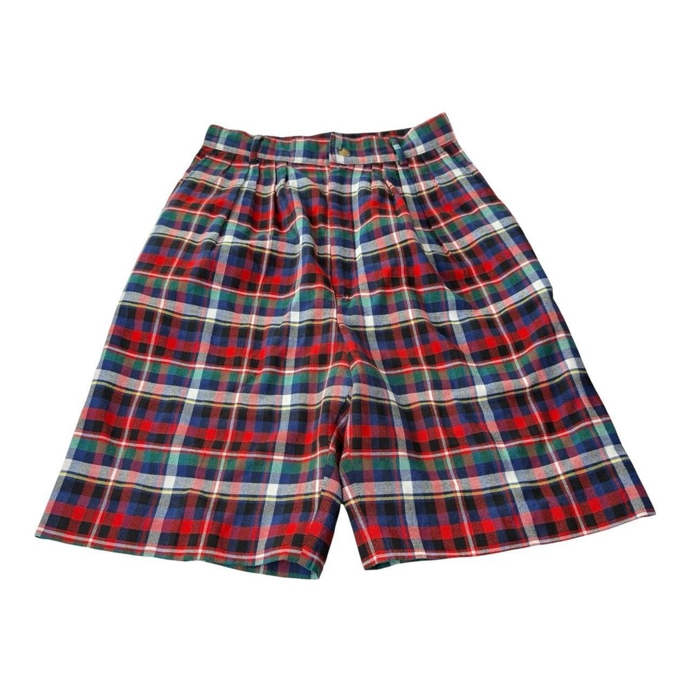 Vintage Ashworth Plaid Golf Shorts Women's XS Red Blue Green Tartan USA Made